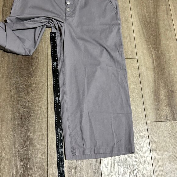 J. CREW Grey Button-Fly Wide Leg Crop Twill Pants Size 16 - Picture 8 of 13